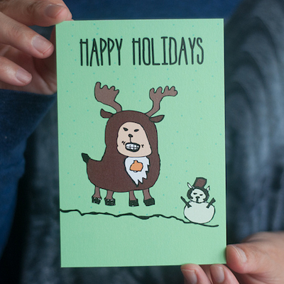 らくがき作家sanaepさんの「HAPPY HORLIDAYS!!」 ゆるかわなクリスマスカードをどうぞ！ 150円(税込) 