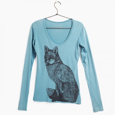 Fox Organic Long Sleeve  4,200円(税込)→￥3,000円(税込)  Women キツネ（FOX）アートがプリントされた肌触りの良いオーガニックコットンを使ったシックなsupermaggieのロングスリーブTシャツ。 